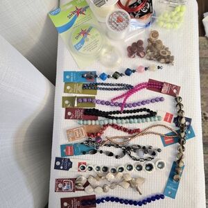Glass Shell Stone Bead Lot Stretch Cord Peacock Tennis Jewelry Making Stands